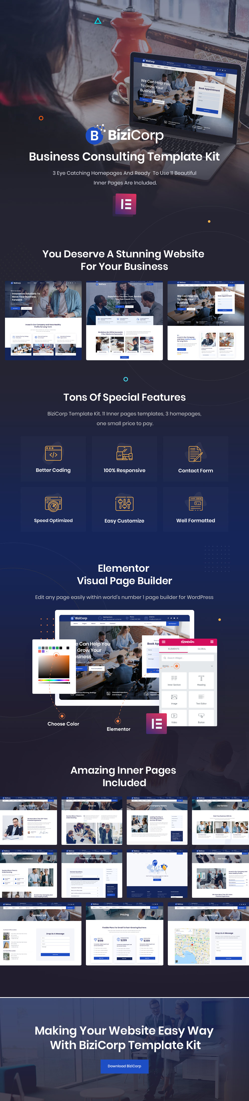 BiziCorp - Business Consulting Elementor Template Kit - 1